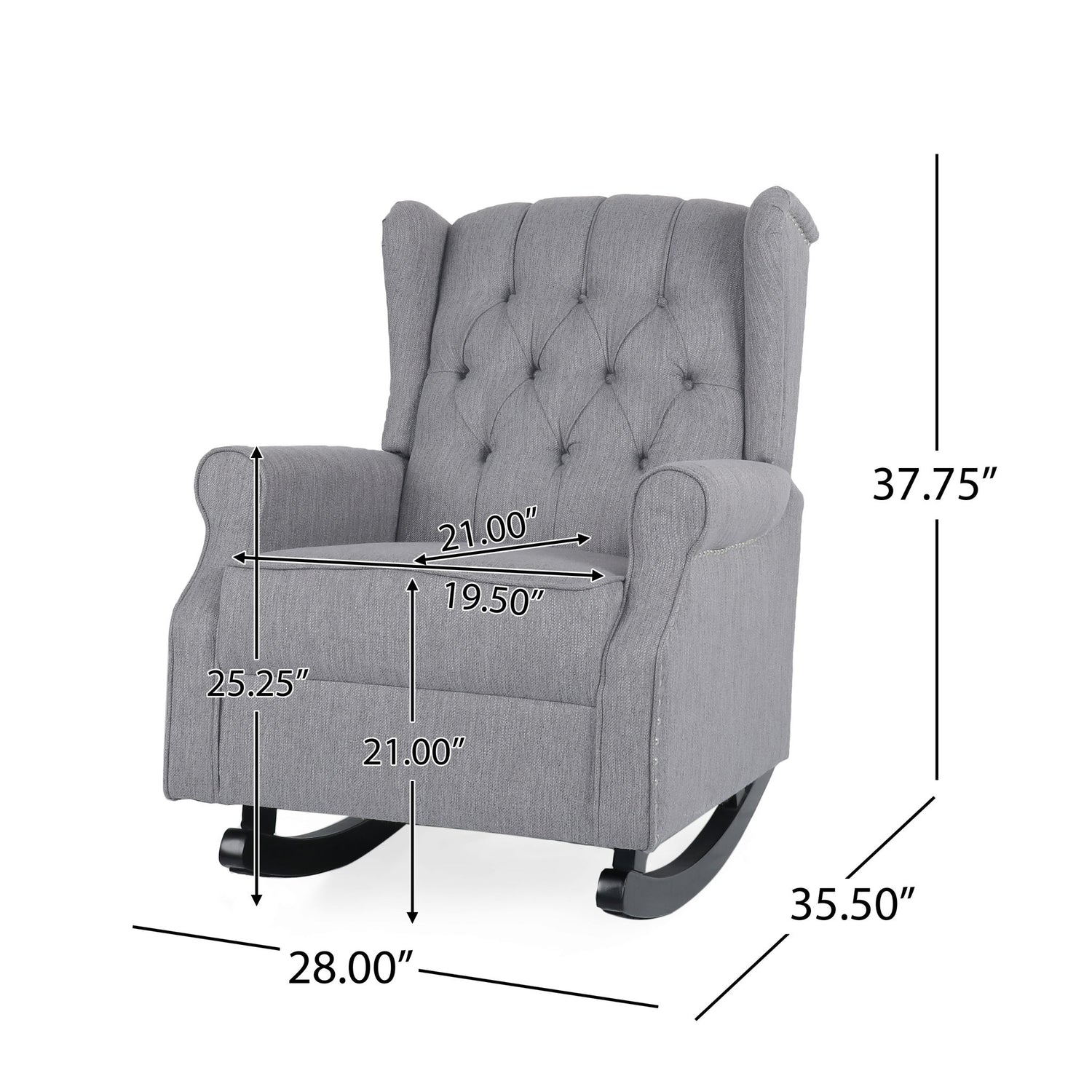 Sheila - Contemporary Fabric Tufted Wingback Rocking Chair