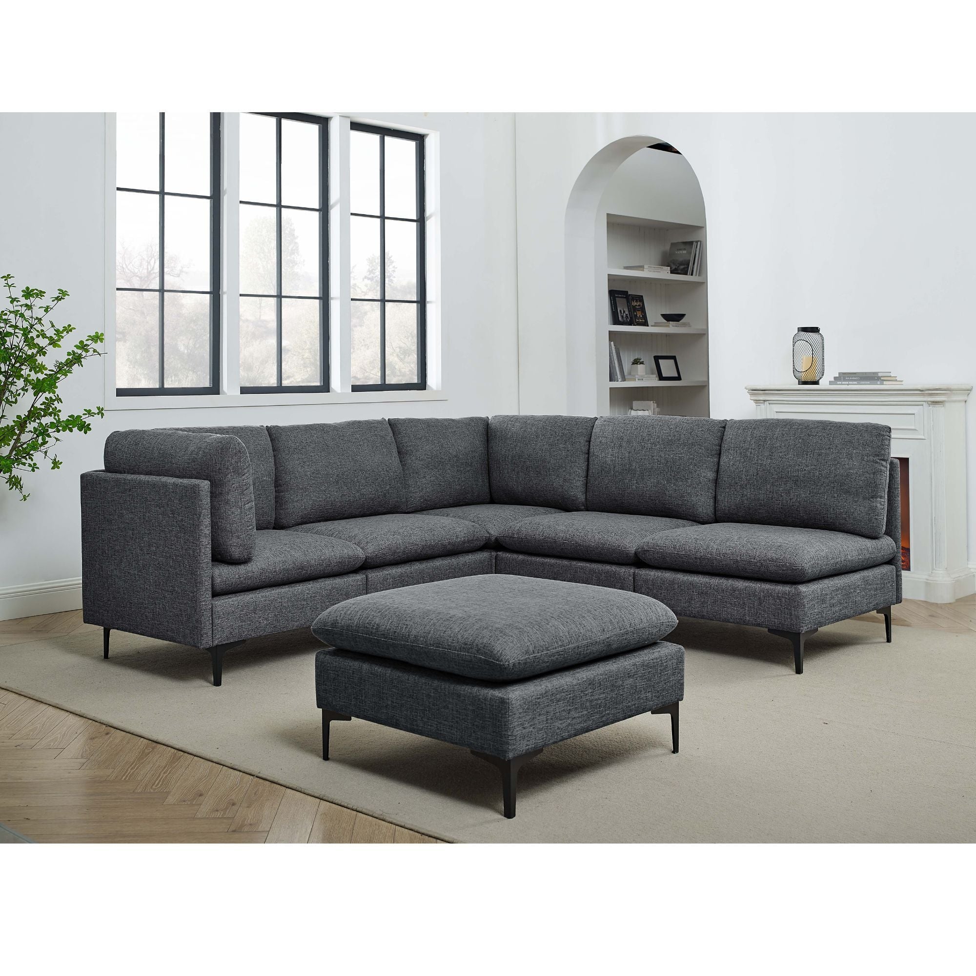 Upholstered Modular Sectional &amp; Tall Legs