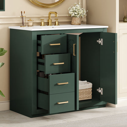 Bathroom Vanity With Sink Combo, Storage Cabinet, Freestanding Set With 3 Drawers &amp; Soft Closing Doors